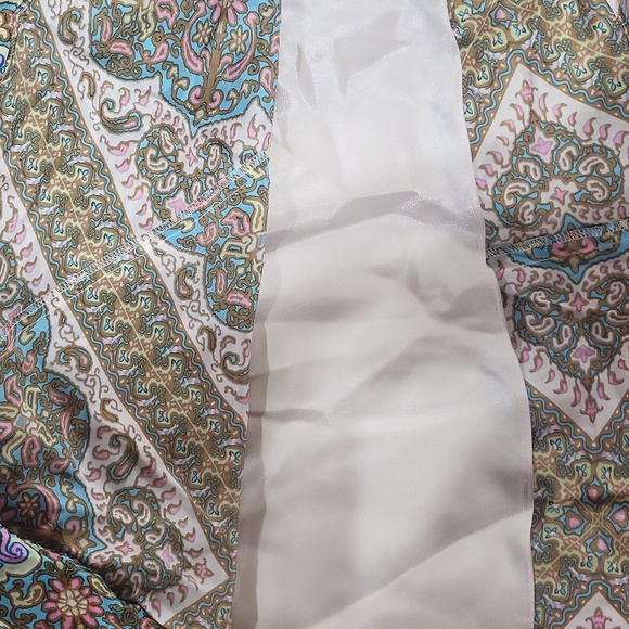 NICOLE by NICOLE MILLER 100% Silk Floral Paisley Criss-Cross Maxi Dress - Picture 11 of 16